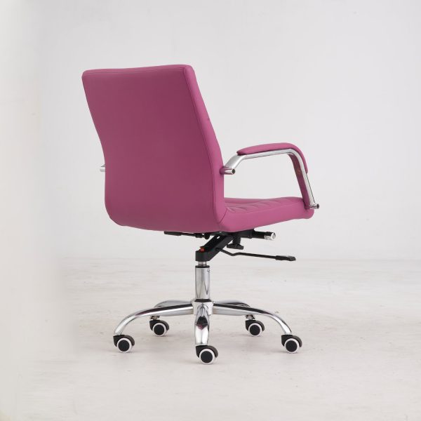 Purple Leather Lounge Office Chair Executive Style with Pneumatic Height Adjustment (YS606) - Image 5