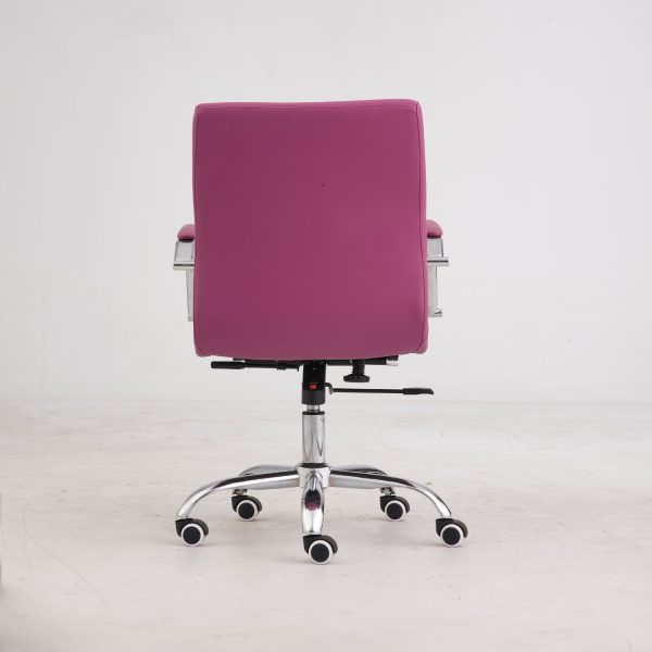 Purple Leather Lounge Office Chair Executive Style with Pneumatic Height Adjustment (YS606) - Image 6