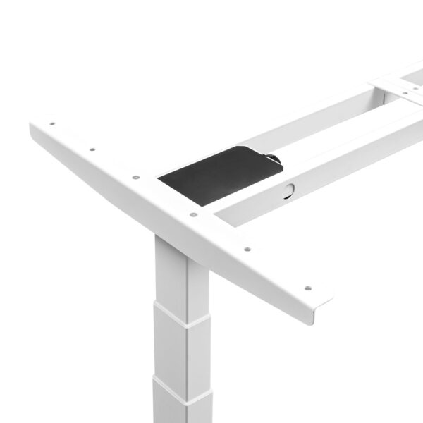 Close-up View of White Height Adjustable Dual Motor 3 Stage Standing Desk Frame (DSK812)