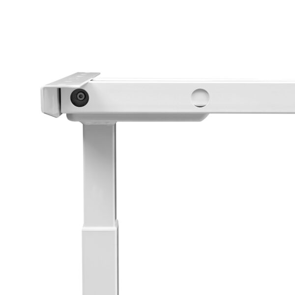 Close-up View of White Height Adjustable Dual Motor 3 Stage Standing Desk Frame (DSK812)