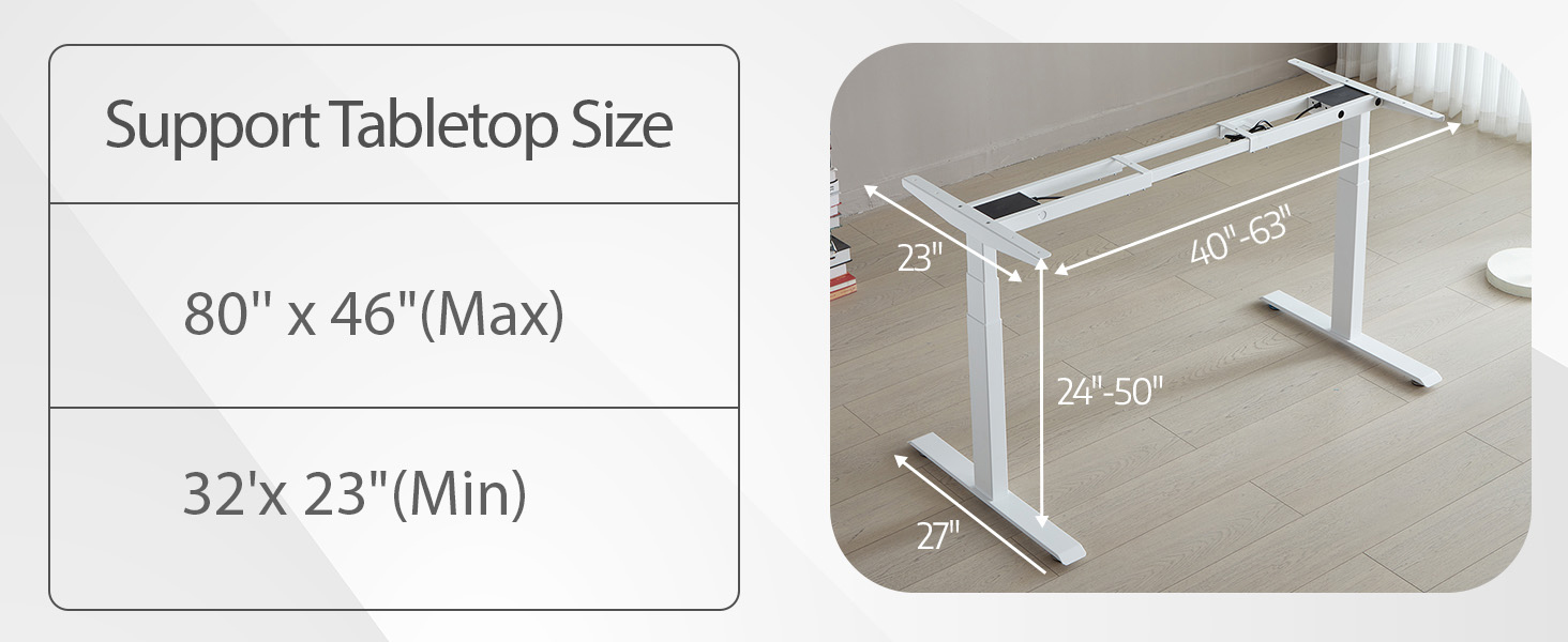 Premium Dual-Motor Electric Standing Desk Frame Adjustable Height & Width, Smooth & Quiet Operation (DSK812)