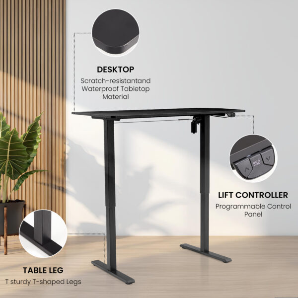 Electric Height Adjustable Standing Desk with Memory Preset Controller Panel (DSK831)