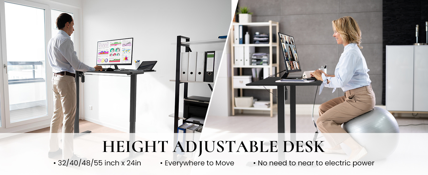 Electric Height Adjustable Standing Desk with Memory Preset Controller Panel (DSK831)