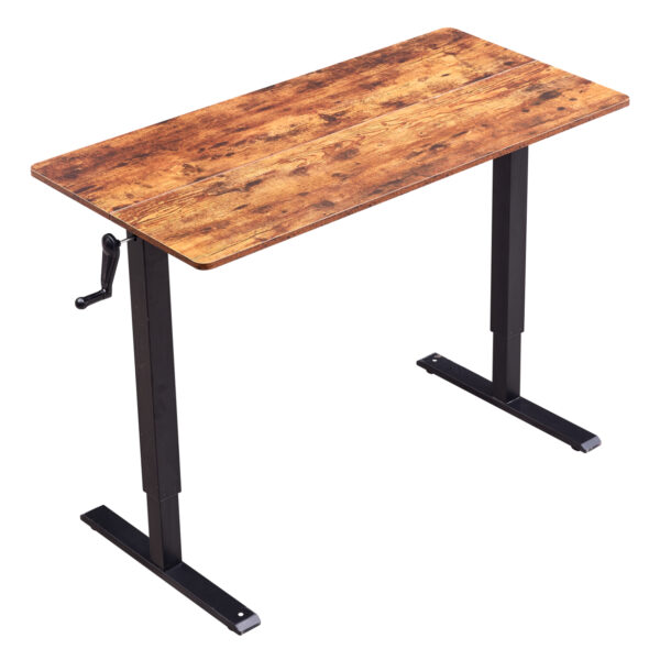 Hand-Crank Standing Desk with Wheels Adjustable Height & Sturdy Design in Brown (XYL-816HS)