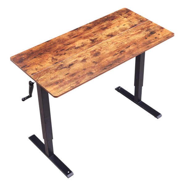 Hand-Crank Standing Desk with Wheels Adjustable Height & Sturdy Design in Brown (XYL-816HS)