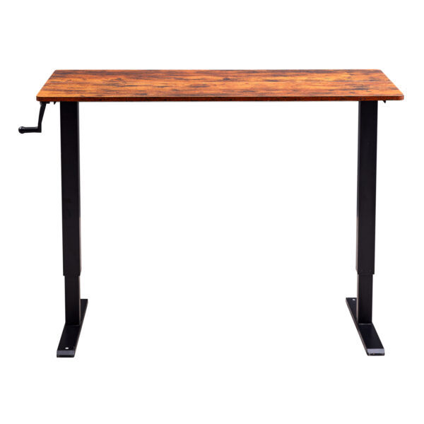 Hand-Crank Standing Desk with Wheels Adjustable Height & Sturdy Design in Brown (XYL-816HS)