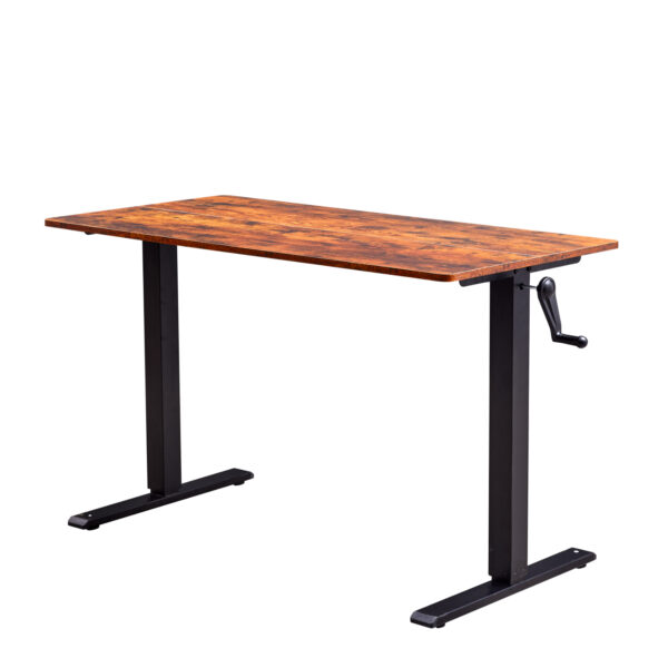 Hand-Crank Standing Desk with Wheels Adjustable Height & Sturdy Design in Brown (XYL-816HS)