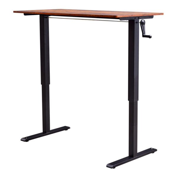 Hand-Crank Standing Desk with Wheels Adjustable Height & Sturdy Design in Brown (XYL-816HS)