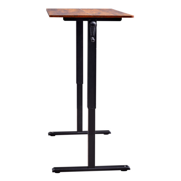 Hand-Crank Standing Desk with Wheels Adjustable Height & Sturdy Design in Brown (XYL-816HS)