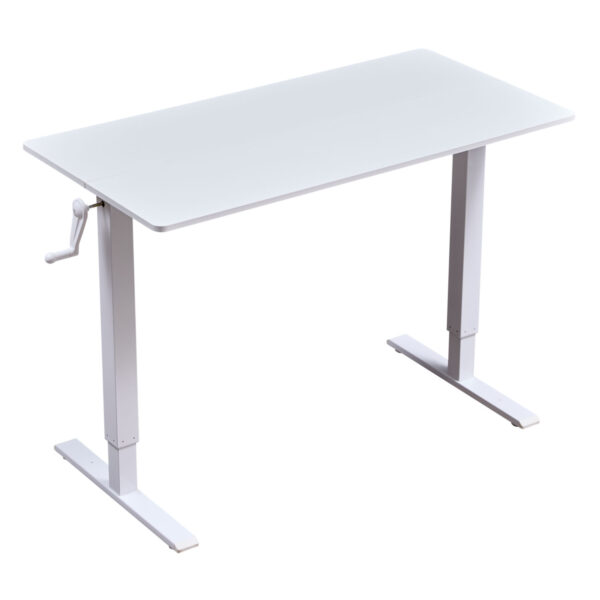 Hand-Crank Standing Desk with Wheels Adjustable Height & Sturdy Design in White (XYL-816HS)