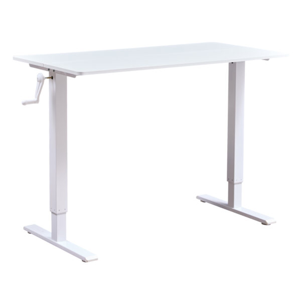 Hand-Crank Standing Desk with Wheels Adjustable Height & Sturdy Design in White (XYL-816HS)