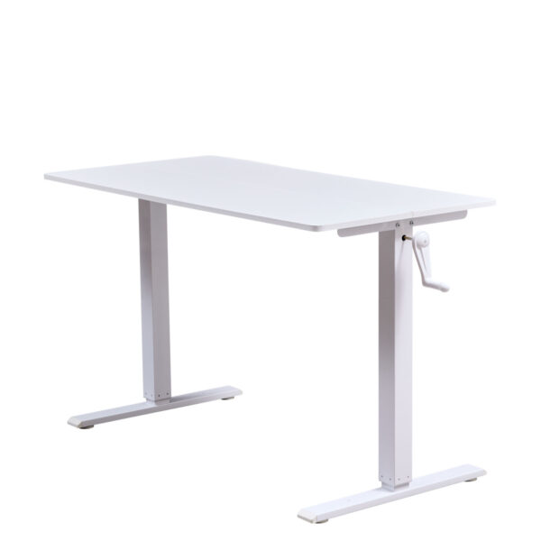 Hand-Crank Standing Desk with Wheels Adjustable Height & Sturdy Design in White (XYL-816HS)