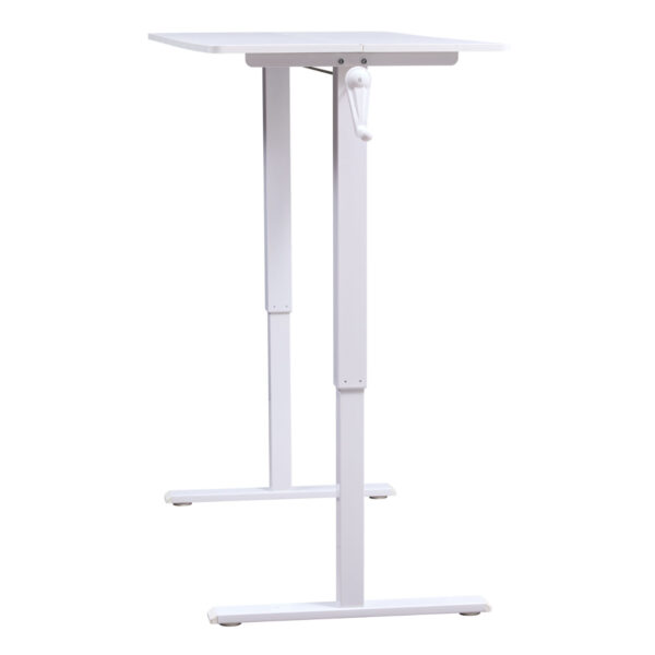 Hand-Crank Standing Desk with Wheels Adjustable Height & Sturdy Design in White (XYL-816HS)