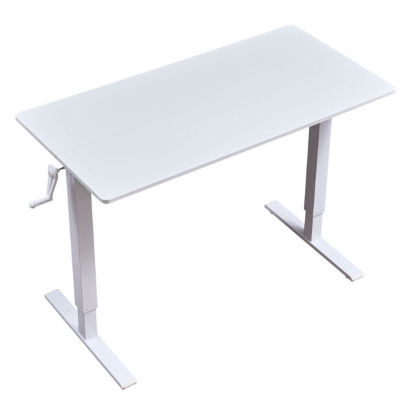 Hand-Crank Standing Desk with Wheels Adjustable Height & Sturdy Design in White (XYL-816HS)