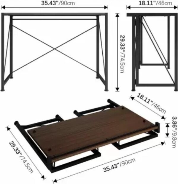 Folding Computer Desk Compact, No-Assembly, and Space-Saving Desk for Office, Study, or Home Use (DESK-HN22)