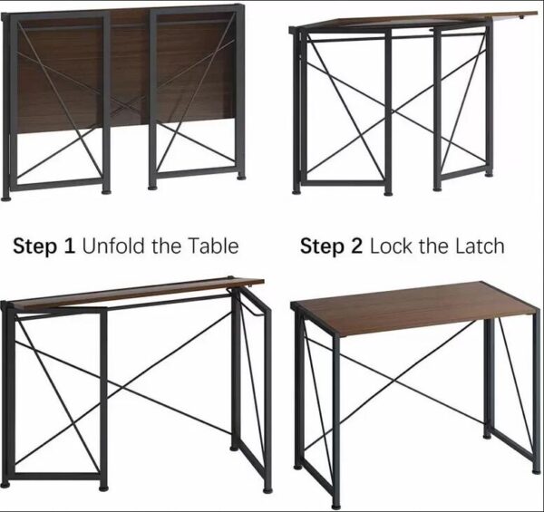 Folding Computer Desk Compact, No-Assembly, and Space-Saving Desk for Office, Study, or Home Use (DESK-HN22)