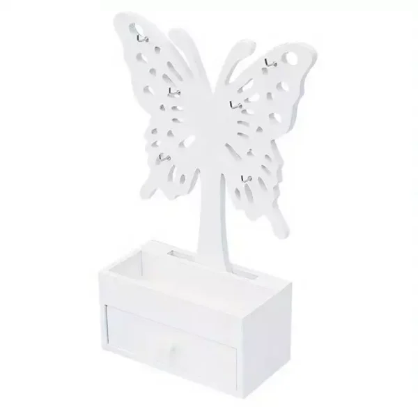 Elegant Heart & Butterfly Wooden Jewelry Rack Set – Durable, Multi-Purpose Organizer for Accessories (Non-Food-3)