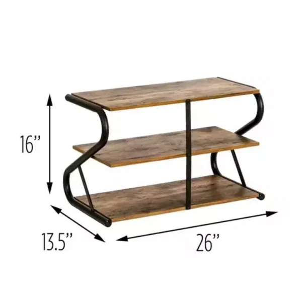 Modern 3-Shelf Z-Frame Shoe Rack Wooden and Metal Storage Organizer for Home and Office (RACK-HN13)