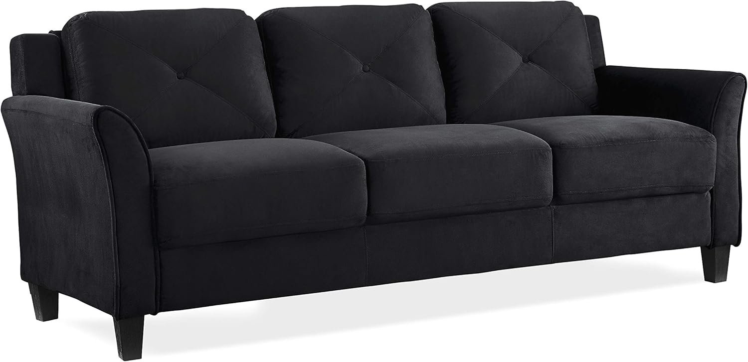 Black Transitional Modern Sofa with Pocket Coil Comfort and Durable Mi