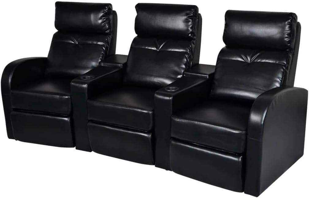 vidaXL 3-Seat Faux Leather Reclining Sofa with Adjustable Backrest for