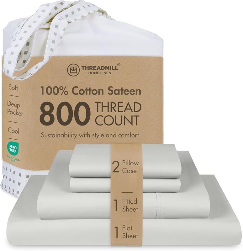 Threadmill Luxury Full Size Bed Sheets, 800 Thread Count, 100% Cotton