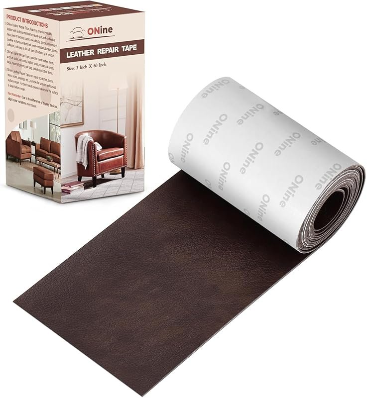 Dark Brown Leather Repair Patch Tape for Sofas, Furniture, Car Seats, 