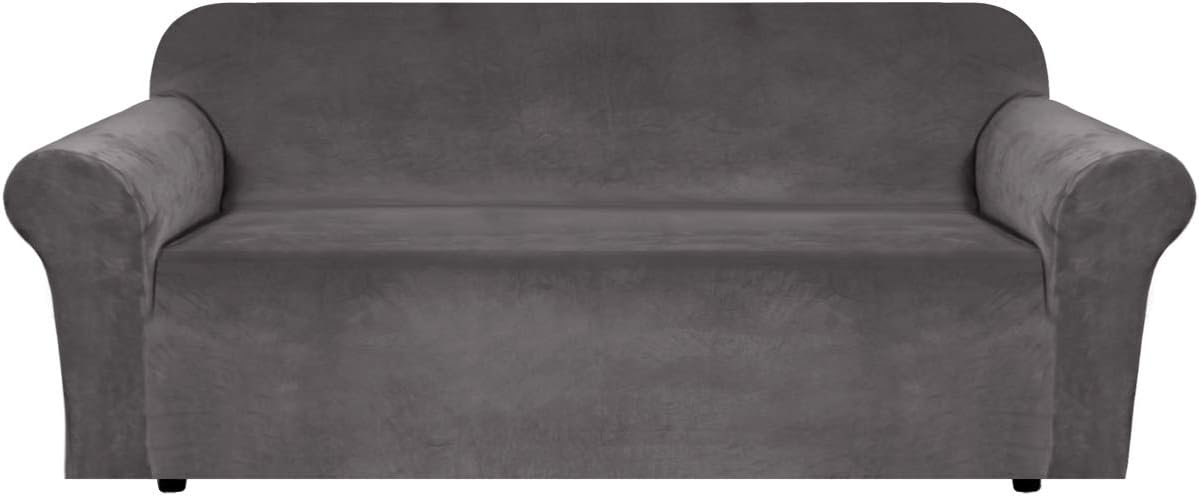 Stretch Velvet Sofa Slipcover for 3-Cushion Couch, Soft Furniture Prot