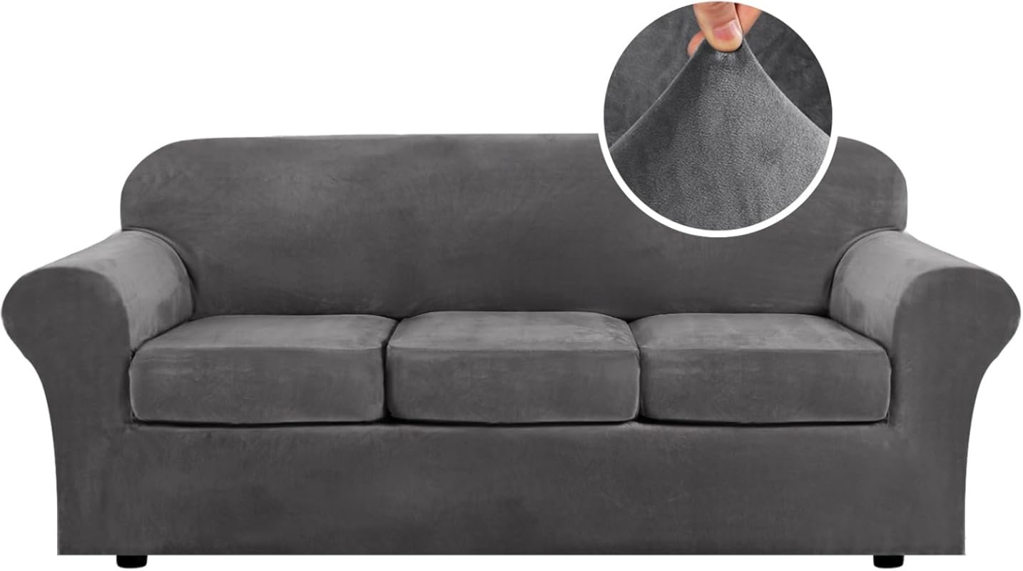 Best Rated Stretch Velvet Sofa Slipcovers for 3 Cushion Couches, Pet F