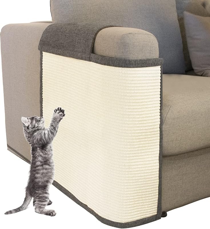 Cat Scratch Sofa Protector with Natural Sisal Scratcher Mat. Shields C
