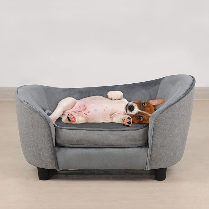 Pet Sofa Bed for Small Dogs and Cats, featuring Washable Velvet and Li