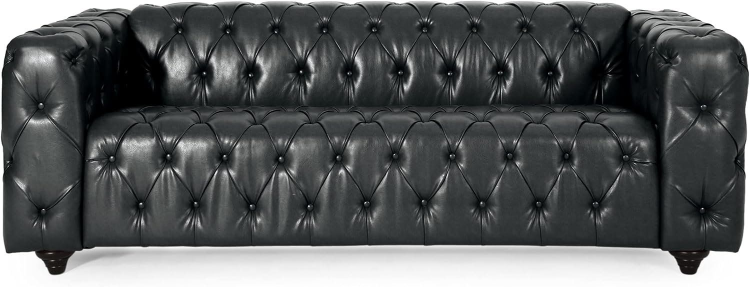 The Christopher Knight Home Sagewood Tufted 3-Seater Sofa in Faux Leat