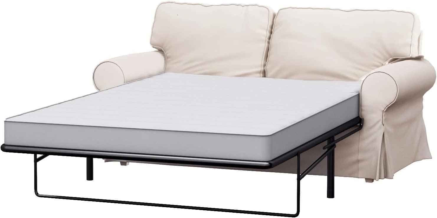 Polyester Flax Beige Slipcover for IKEA Ektorp Two Seater Sleeper Sofa