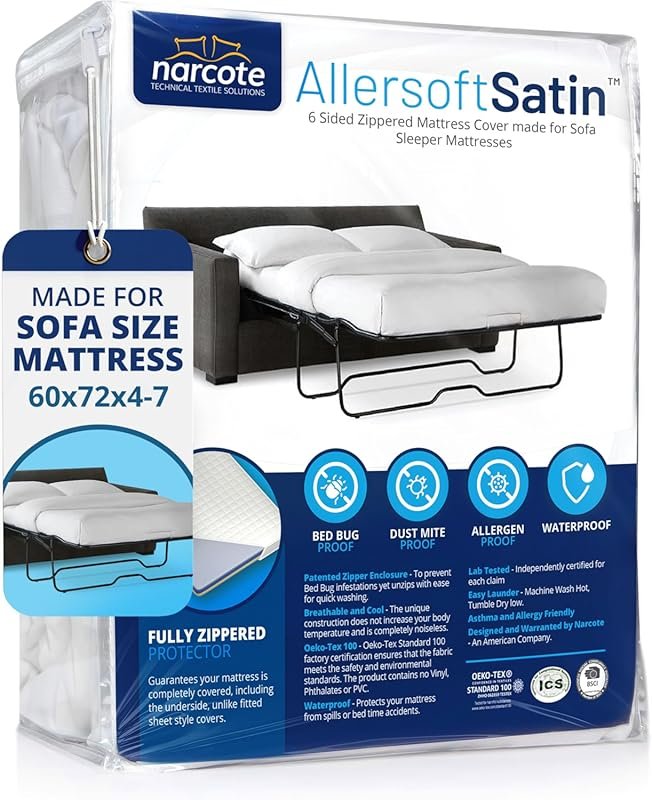 Allersoft Queen Sleeper Sofa Mattress Cover with Secure Zipper, Protec
