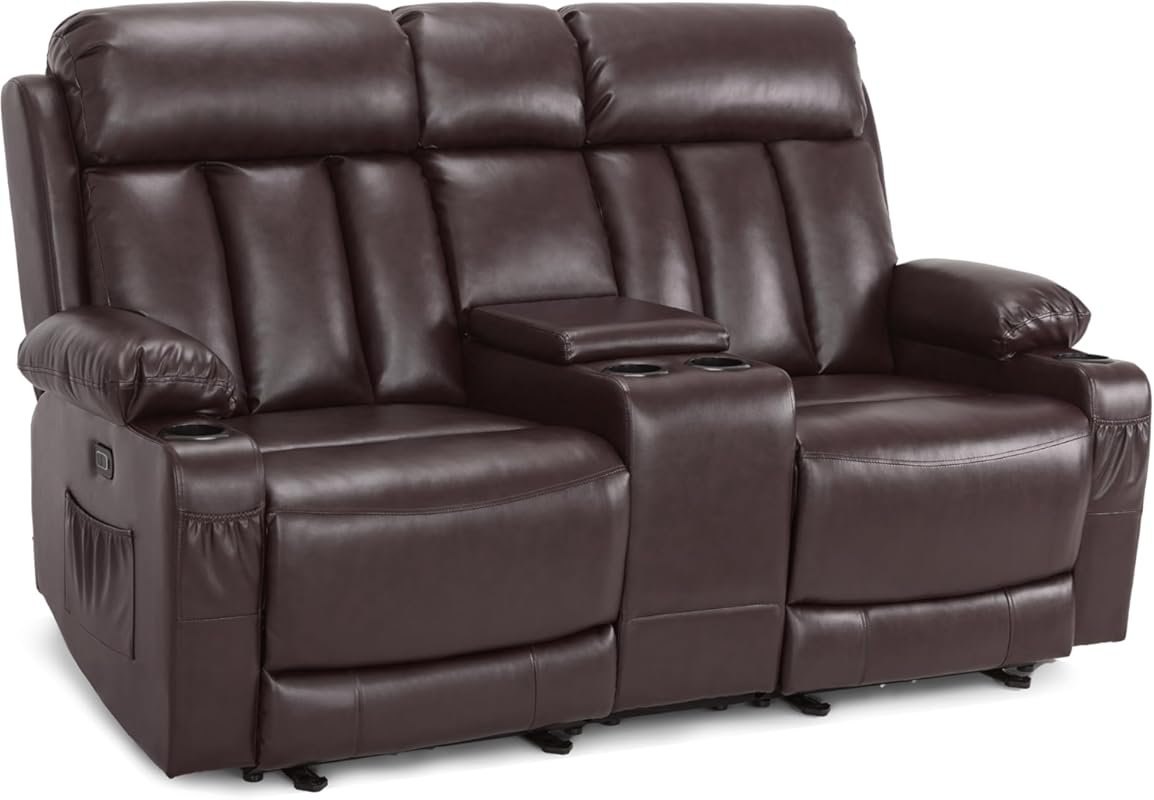 MCombo Zero Gravity Loveseat Recliner with Console, Heat and Massage i