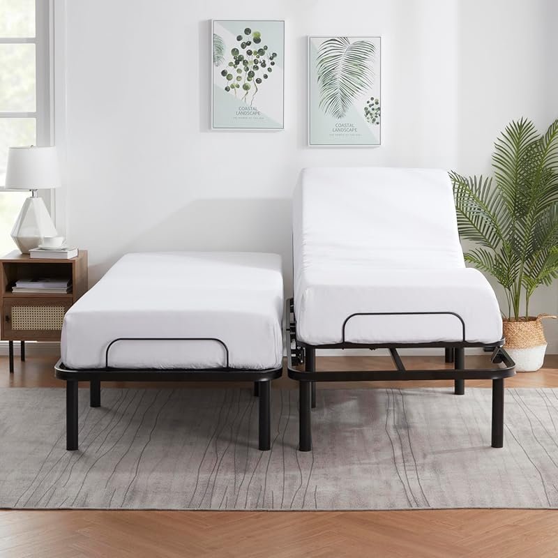 Nestl Split King Motorized Adjustable Bed Base with Wireless Remote, H