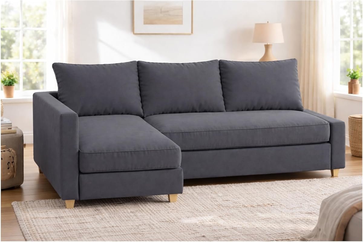 Dark Gray Right Chaise Polyester Flax Slipcover for IKEA Friheten Slee