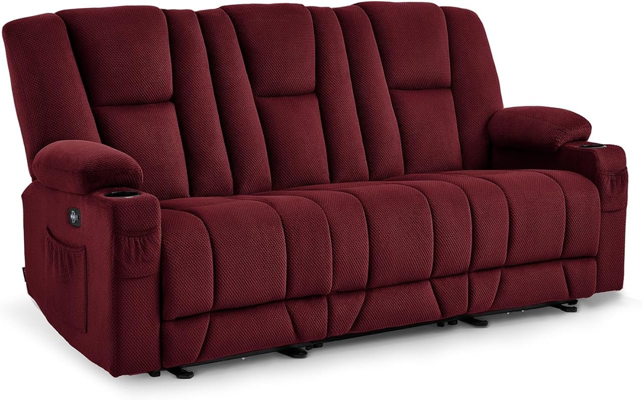 MCombo Zero Gravity 3 Seater Power Reclining Sofa with Heat and Vibrat