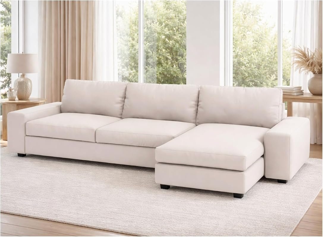 Durable Beige Polyester Slipcover for IKEA Kivik 3-Seat Sofa and 4-Sea