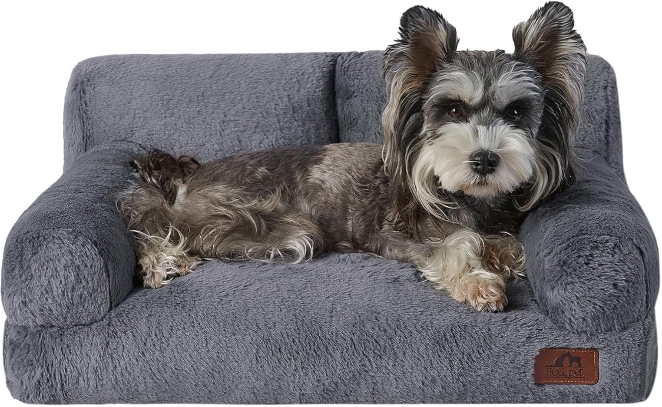 Hollypet Fluffy Dog Sofa: Plush, Soft, Warming, Washable Couch for Sma