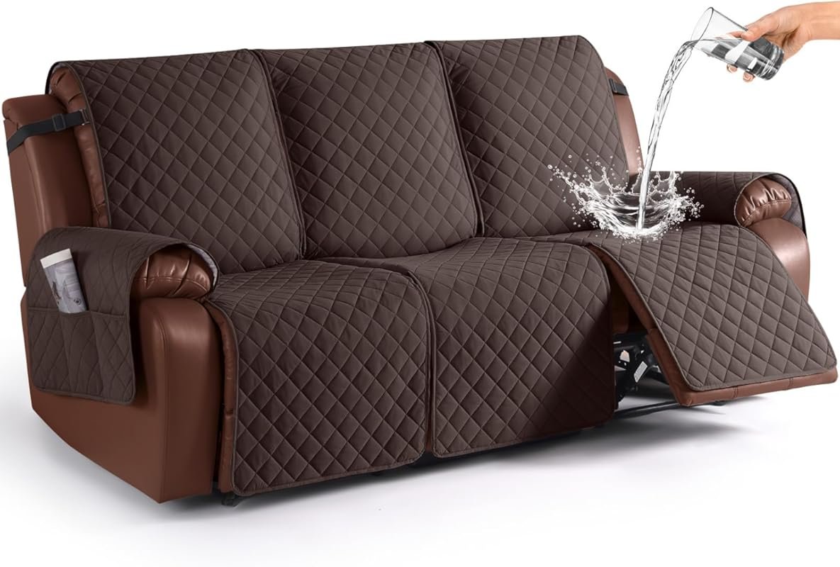 KinCam Waterproof Non-Slip Recliner Sofa Cover with Elastic Straps for