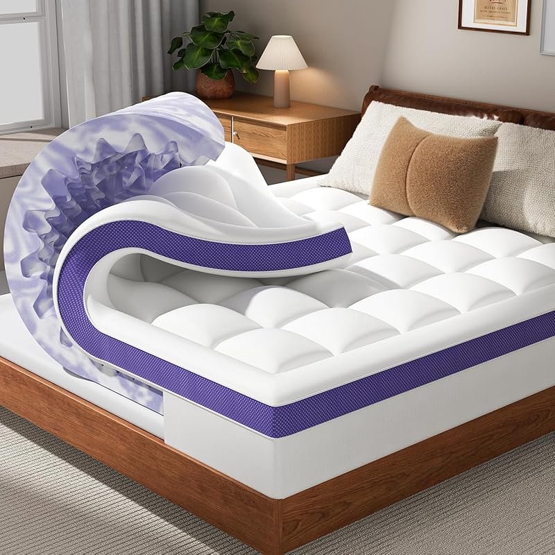 4 Inch Dual Layer Memory Foam Queen Topper: Gel Memory Foam & Pillow T