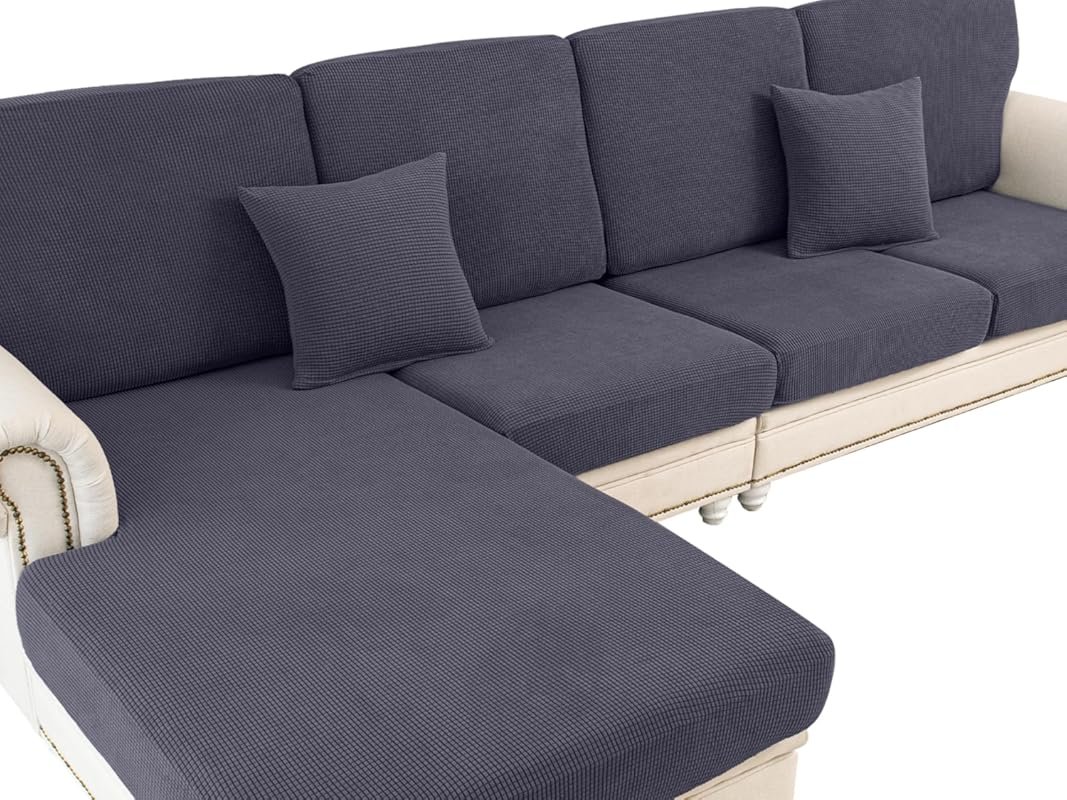 LA MEACK Couch Cushion Covers for Sectional Sofa L Shape