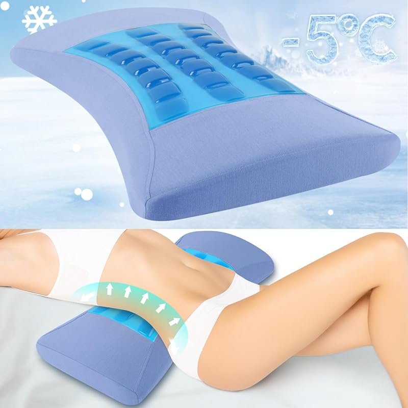 Memory Foam Lumbar Support Pillow with Cooling Gel for Sciatica Lower 