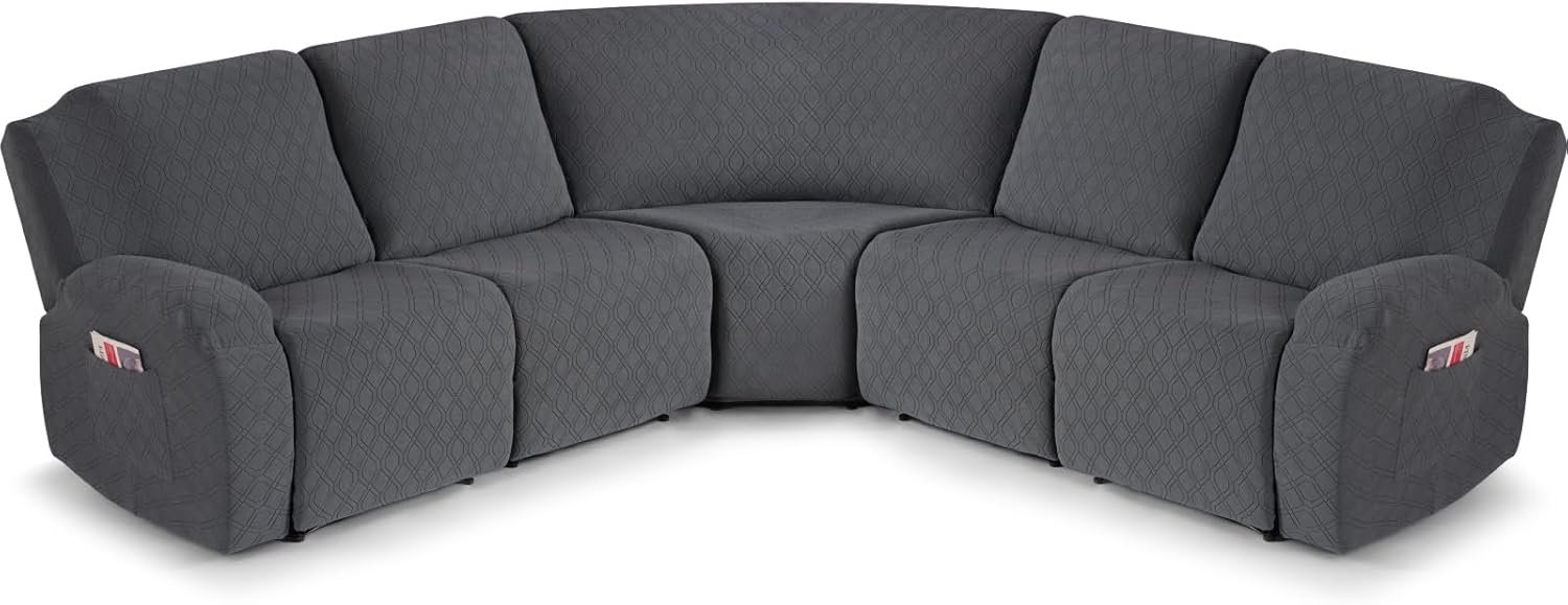 Extra Large Washable Reclining Sectional Sofa Covers - 5-Piece L-Shape