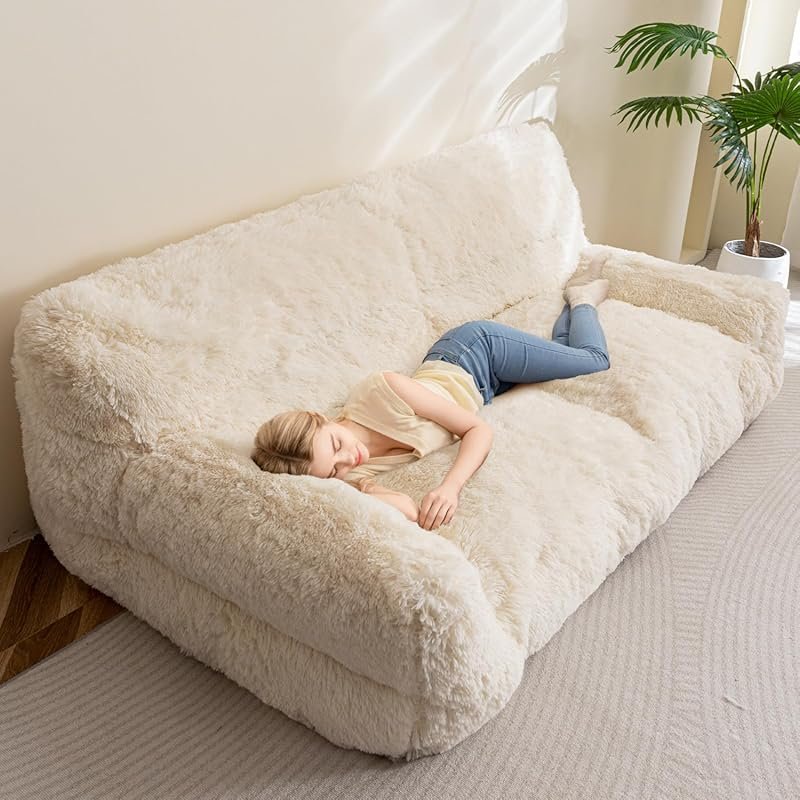 Giant Orthopedic Human and Dog Sofa Bed: Comfy Floor Couch with Fluffy