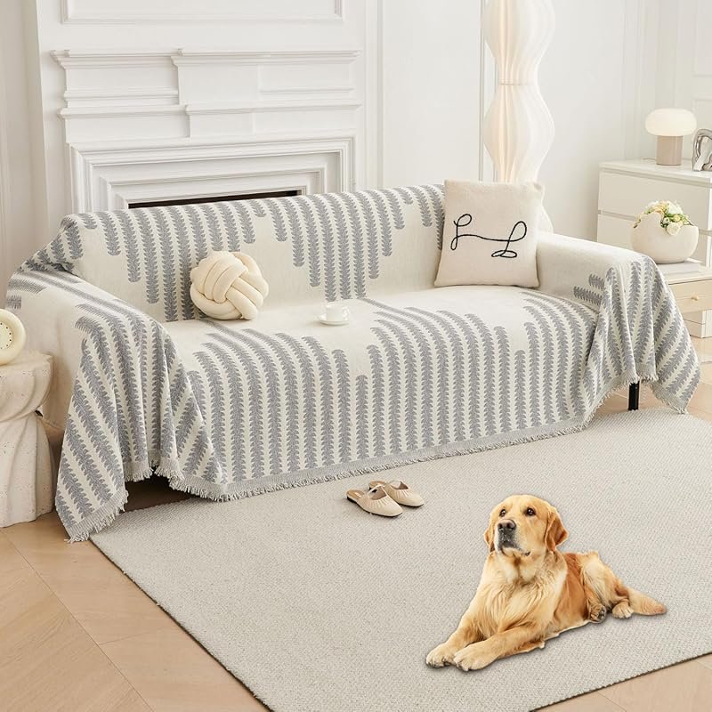 HAOMAIJIA Boho Sectional Sofa Cover: Washable, Non-Slip, Pet-Friendly 