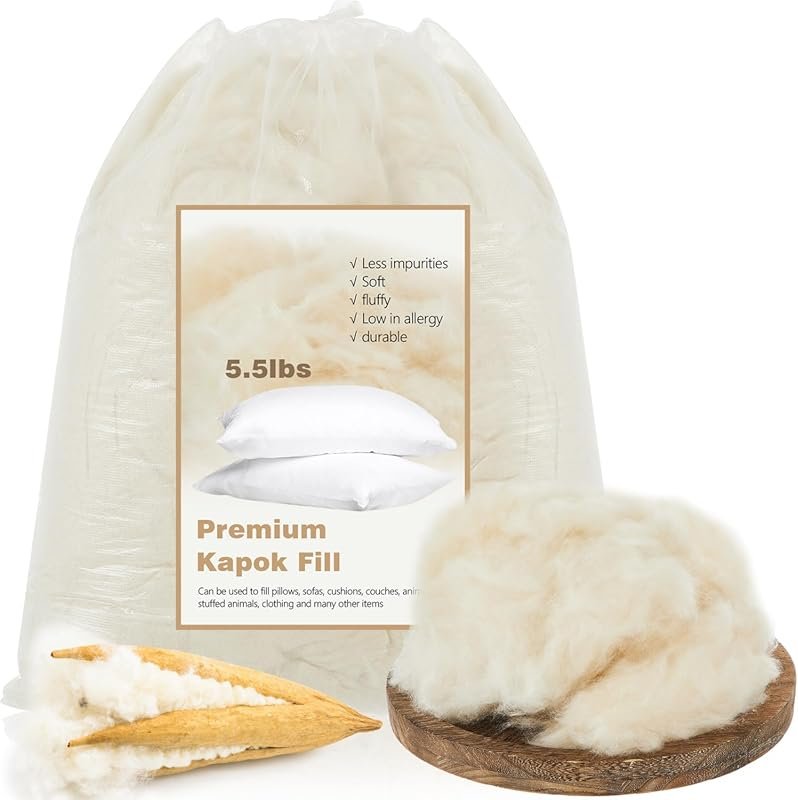 3.3 lbs 100% Organic Kapok Filling, Natural Fiber for Sofa and Couch B