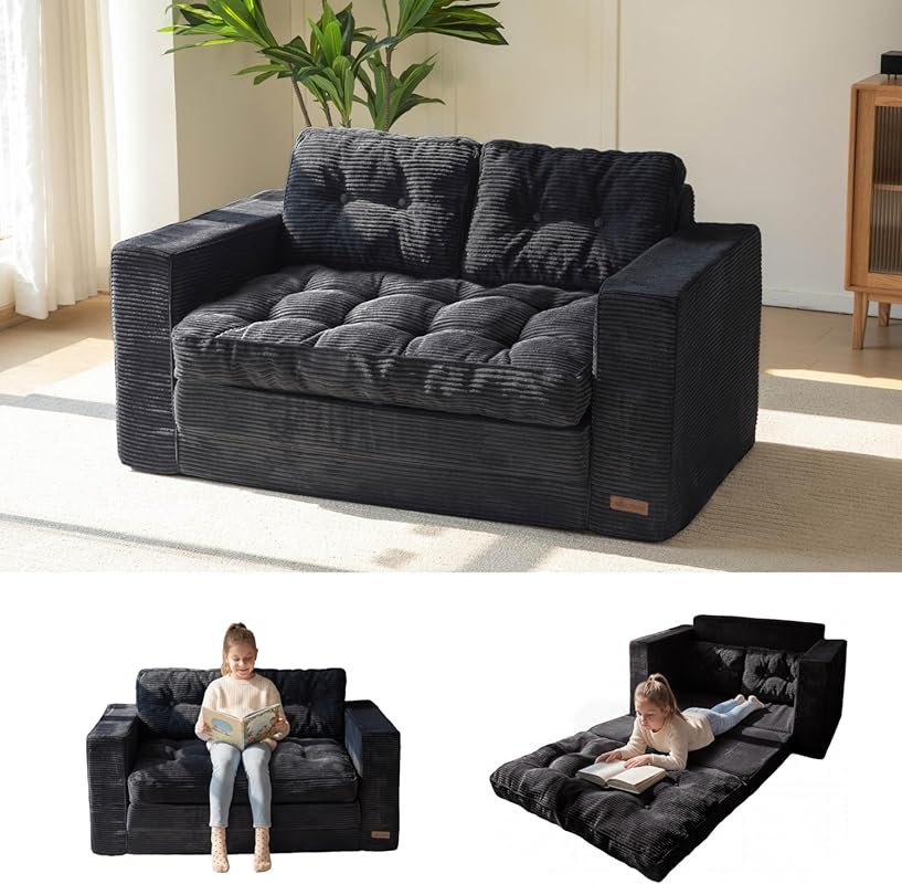 Folding Convertible Loveseat Sleeper Sofa, a Pull Out Sofa Bed for Sma