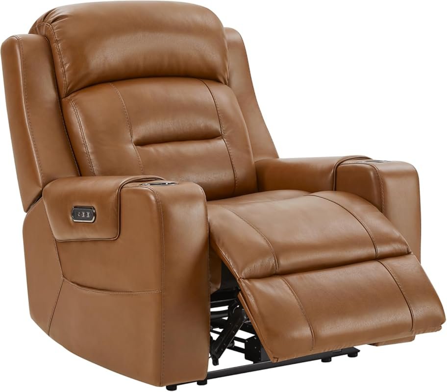 Watson & Whitely Genuine Leather Power Reclining Sofa, Power Headrest,