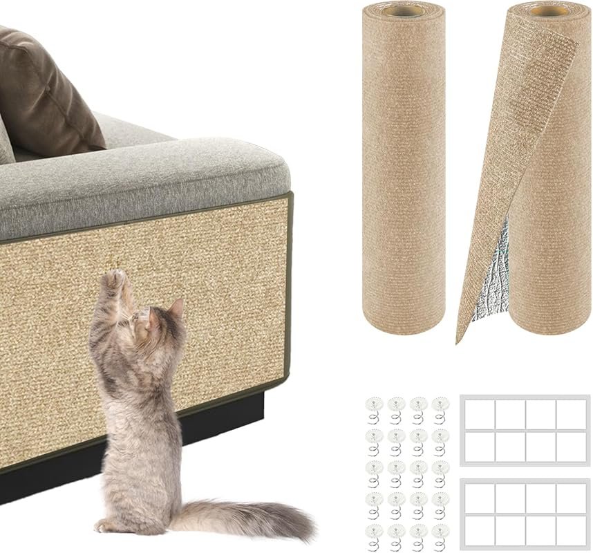 Trimmable Self-Adhesive Cat Scratch Mat. Felt Alternative to Sisal, Pr